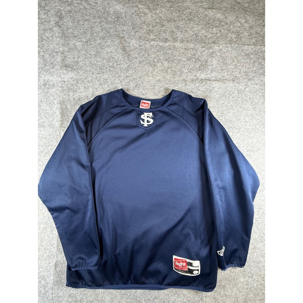 Rawlings Baseball Pullover Shirt Mens L Navy San Francisco‎ Long Sleeve